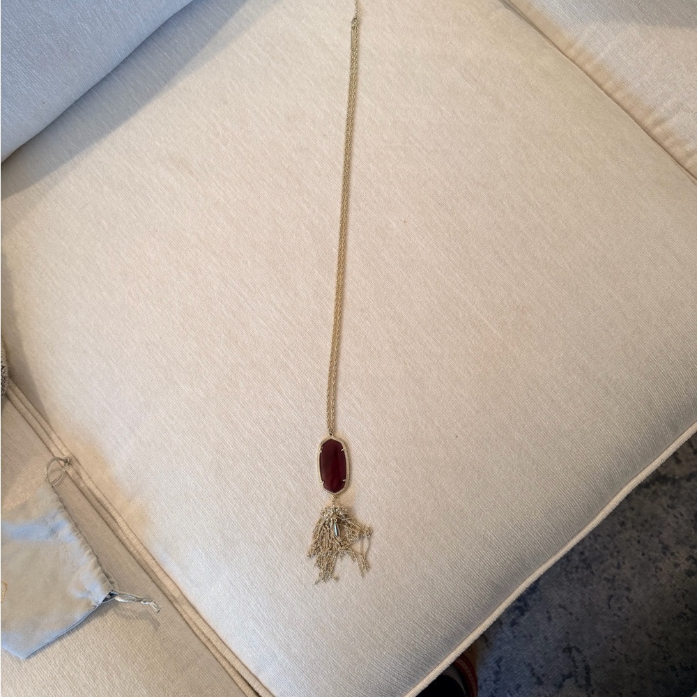 Kendra Scott Rayne Gold and Deep Red Tassel Necklace - Picture 4 of 8